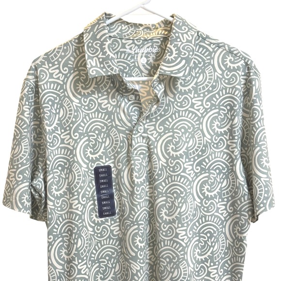 New Chubbies Polo Shirt Mens Small Sage Green Swirl Performance Stretch Relaxed - Picture 8 of 12